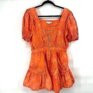 Loveshackfancy orange tie dye frilly dress size large